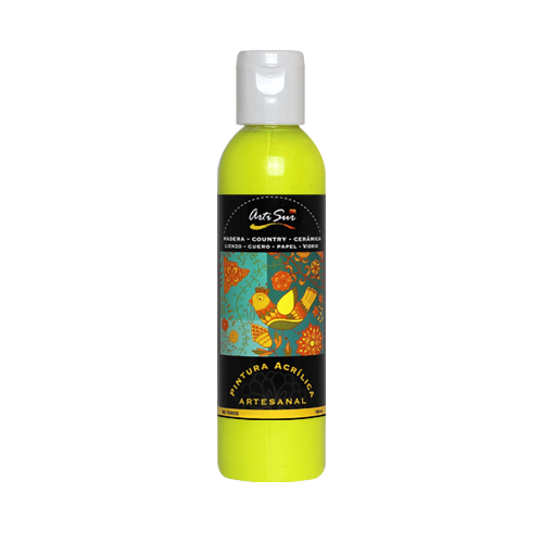 Imagen de PINTURA ARTESANAL AMARILLO LIMÓN FLUORESCENTE 120 ML